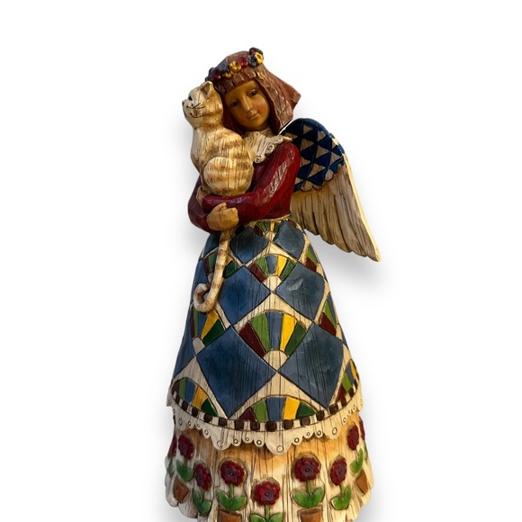 Jim Shore 2002 Heartwood Creek Angel with Cat by Enesco 8.5" Figurine Christmas - Picture 1 of 5
